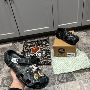 CROCS X Bape Black and Gray Camouflage Clogs